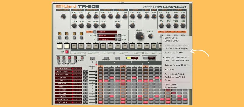 position lock to daw 909